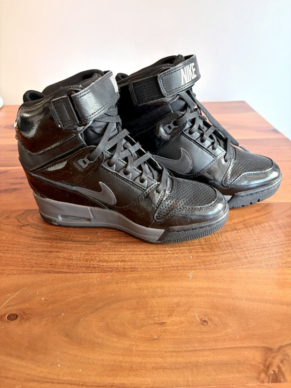 Nike Air Revolution Sky Hi Black Hidden Wedge Sneakers Women's 7